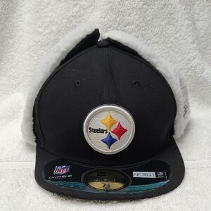 New Era 59FIFTY Pittsburgh Steelers 7 5/8 NE Tech Winter Ear Flaps -New